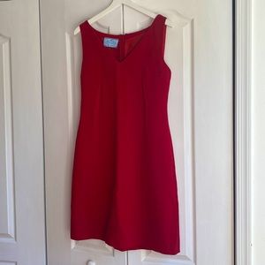 Red Prada A-line V-neck Sleeveless Dress